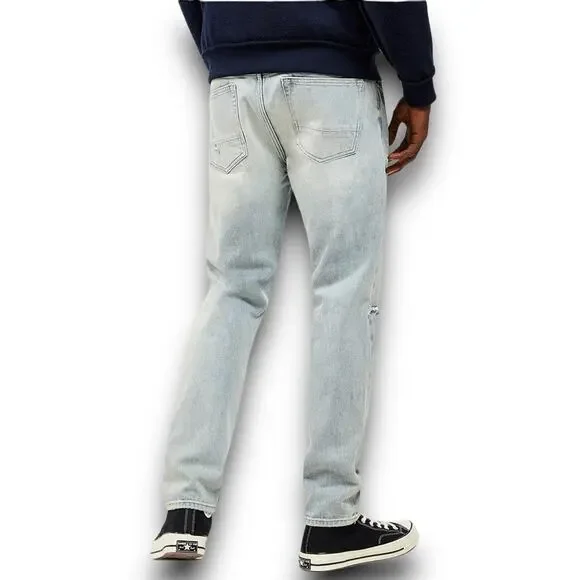 PacSun Mens Slim Fit Tapered Leg Light Ripped Distressed Jeans Light Wash 29x30* - Picture 10 of 13